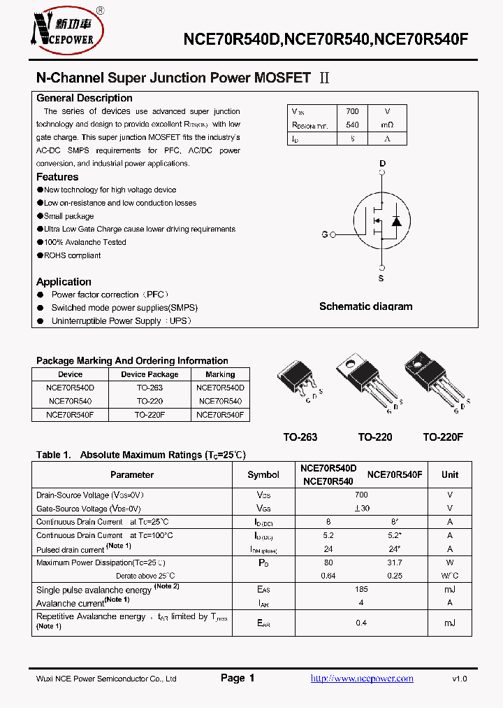 NCE70R540_8990649.PDF Datasheet