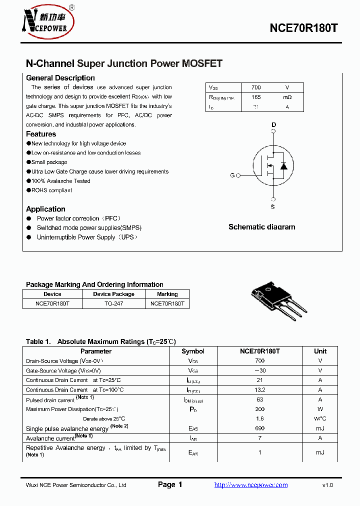 NCE70R180T_8990640.PDF Datasheet