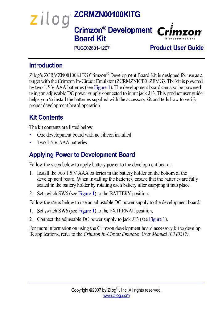 ZCRMZN00100KITG_8991910.PDF Datasheet