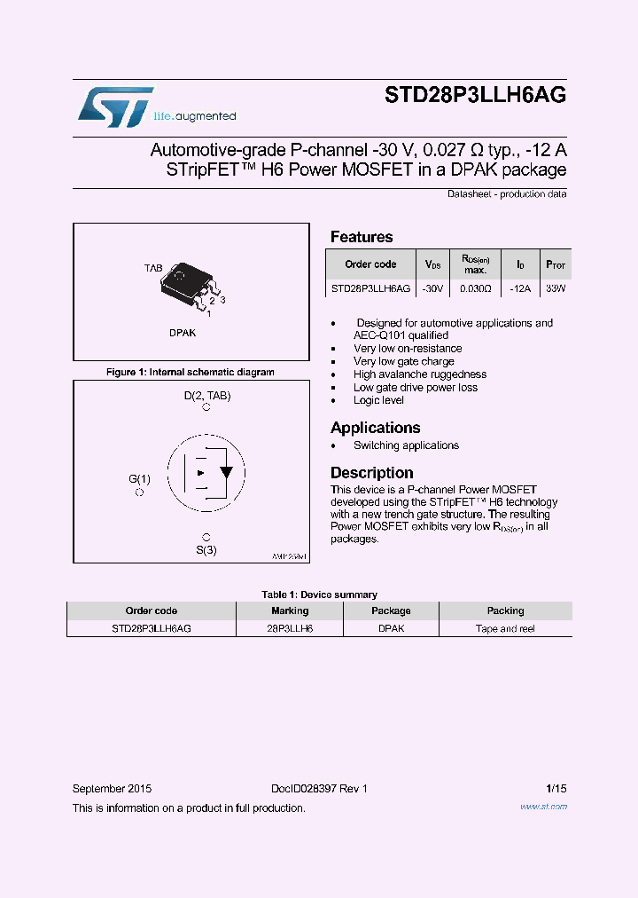 STD28P3LLH6AG_8994996.PDF Datasheet