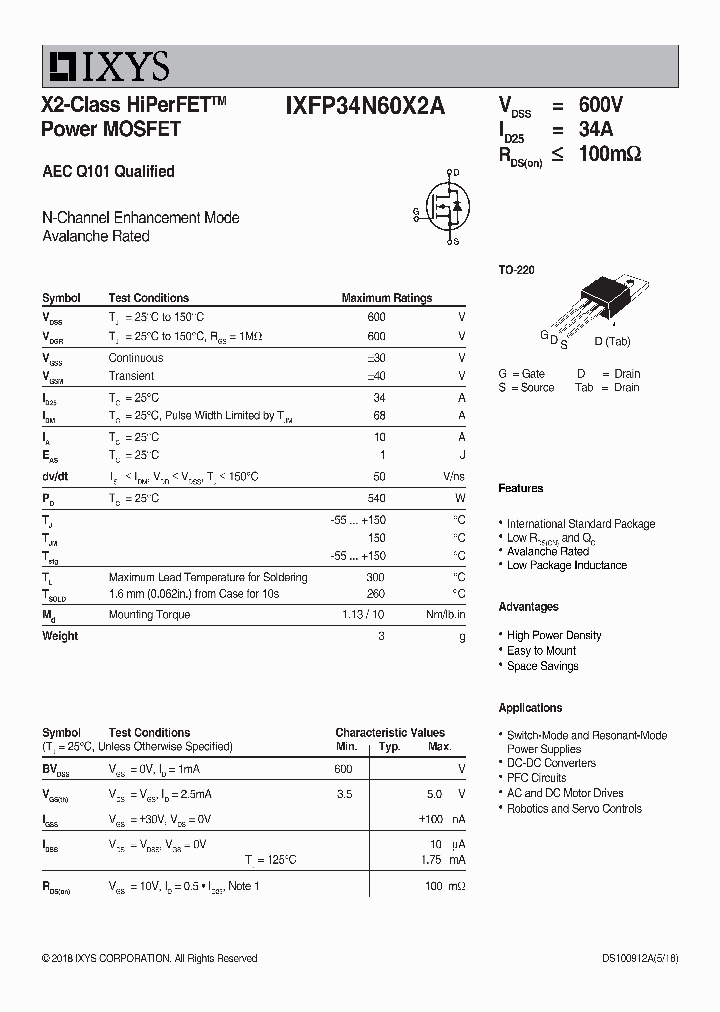 IXFP34N60X2A_8995201.PDF Datasheet