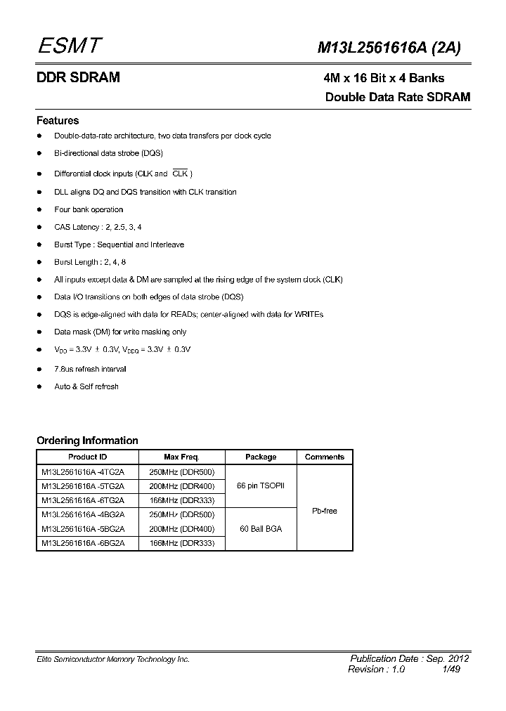 M13L2561616A-2A_8995735.PDF Datasheet
