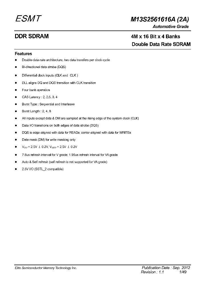 M13S2561616A-2A_8995736.PDF Datasheet