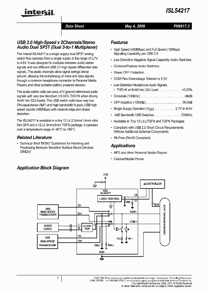 ISL54217EVAL1Z_8995745.PDF Datasheet