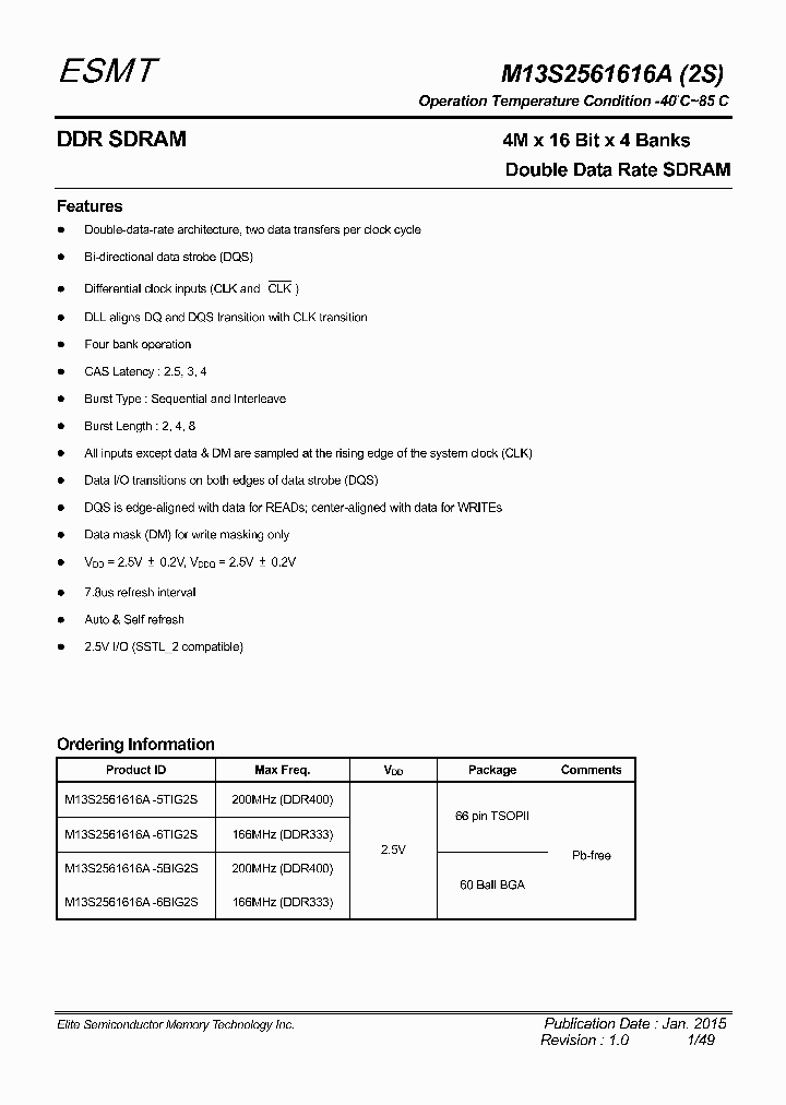 M13S2561616A-2S_8995740.PDF Datasheet
