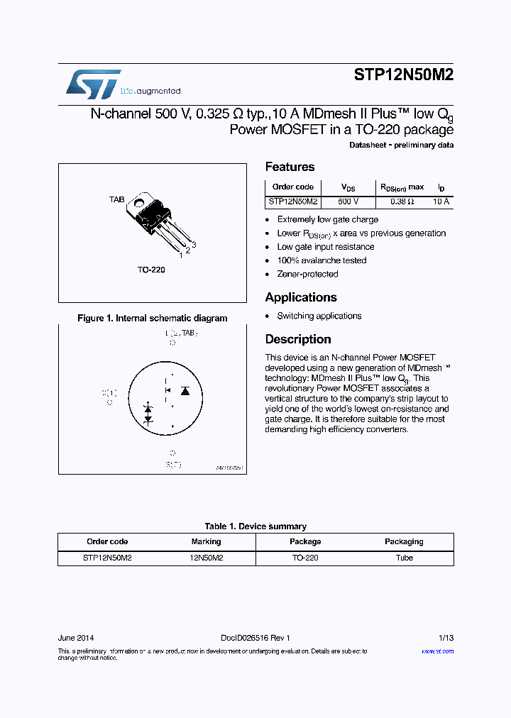 STP12N50M2_8996638.PDF Datasheet
