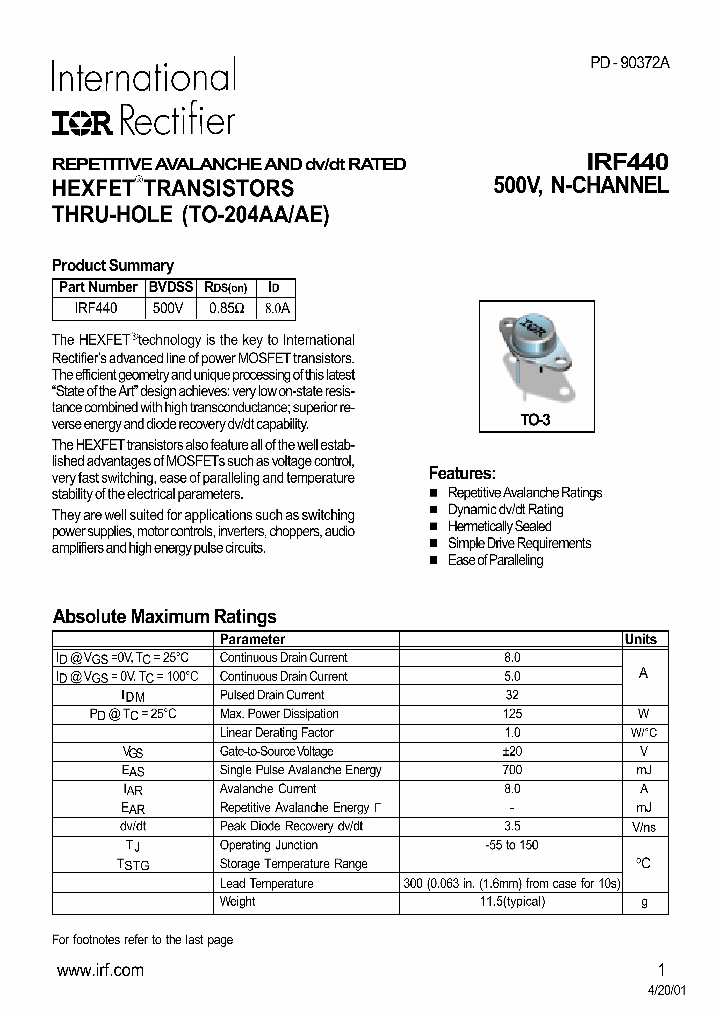 IRF440_8998604.PDF Datasheet