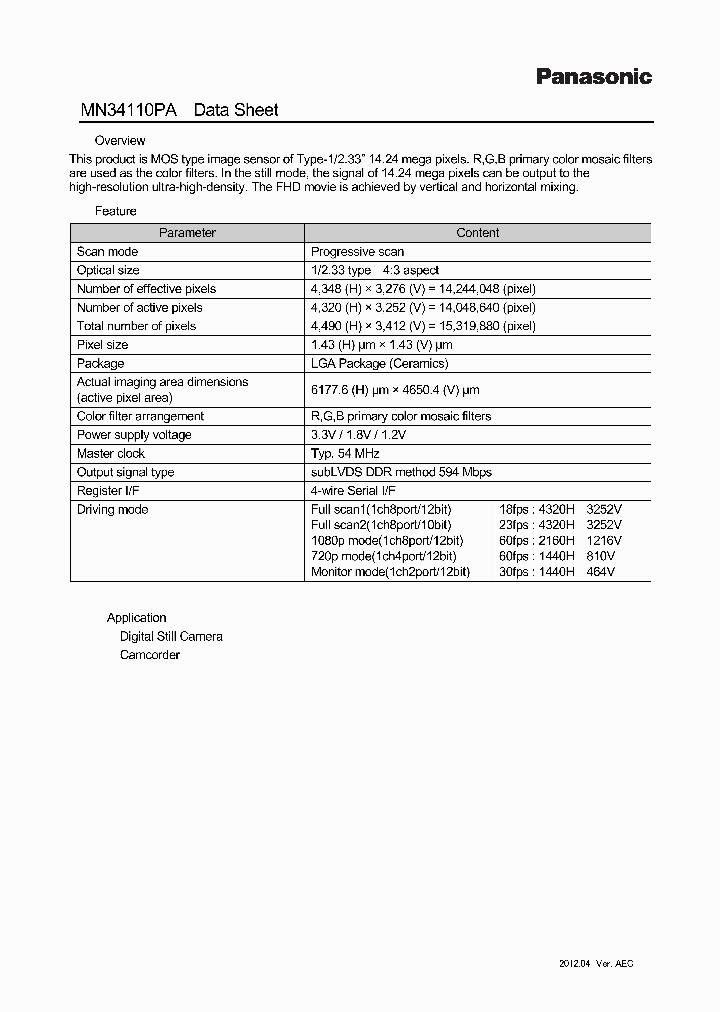 MN34110PA_8998927.PDF Datasheet