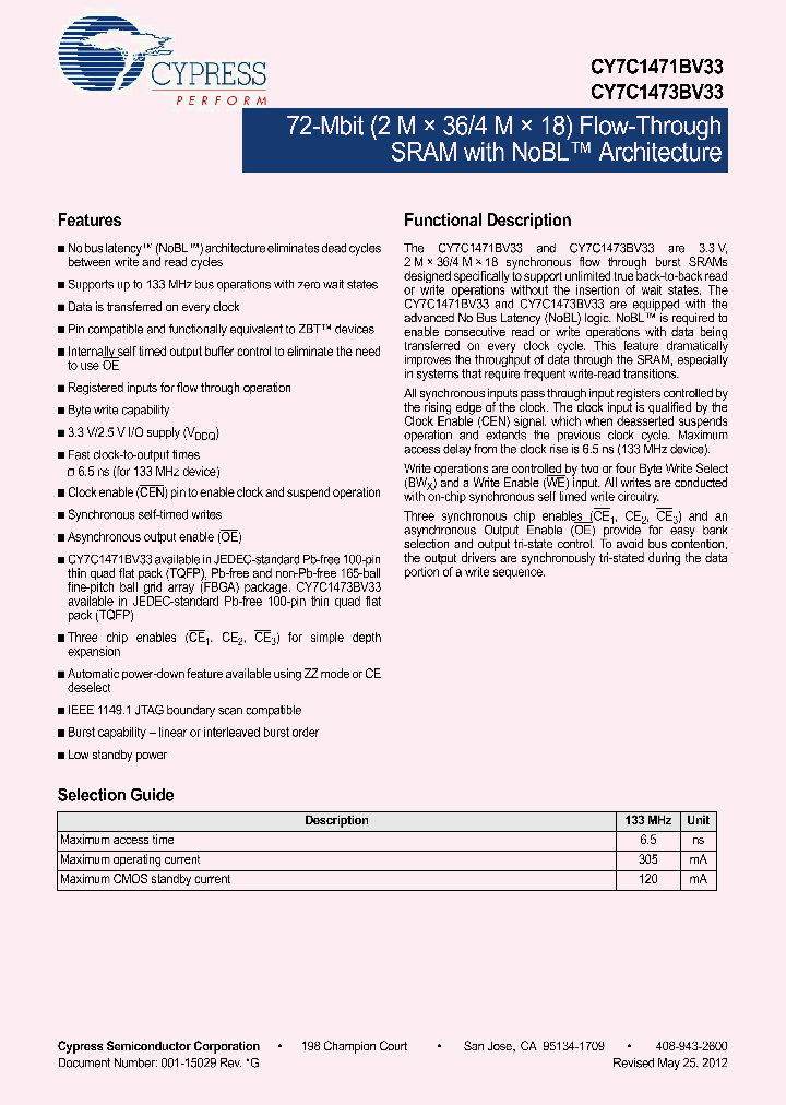 CY7C1473BV33-133AXC_9000068.PDF Datasheet