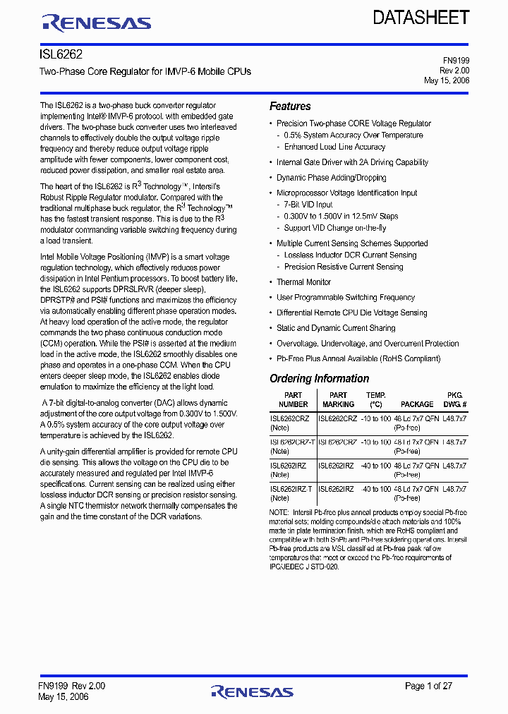 ISL6262CRZ_9001778.PDF Datasheet
