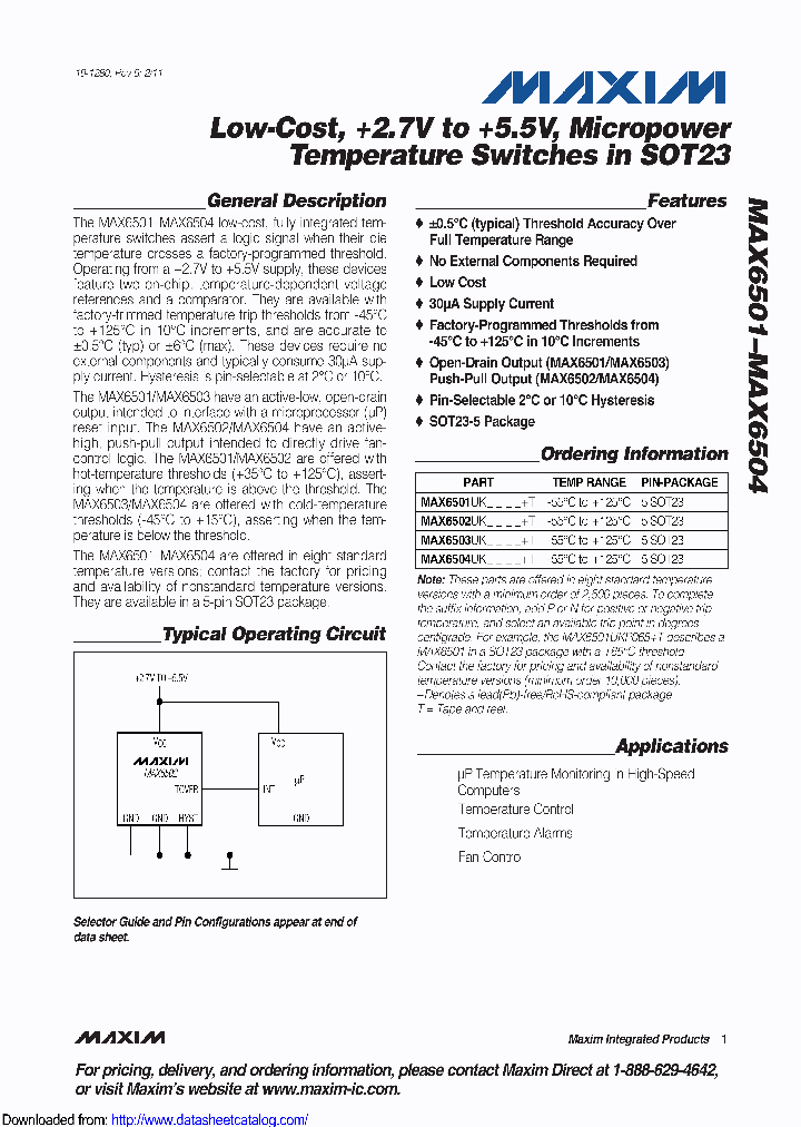 MAX6501UKP075_9002905.PDF Datasheet