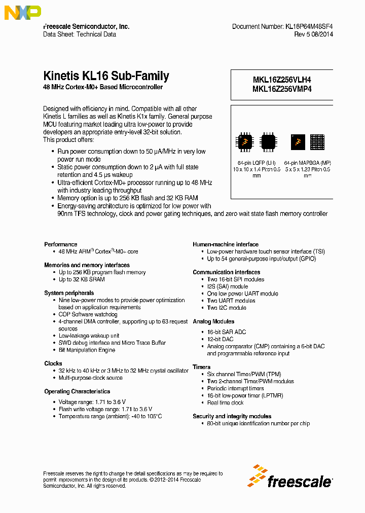 MKL16Z256VLH4_9003041.PDF Datasheet