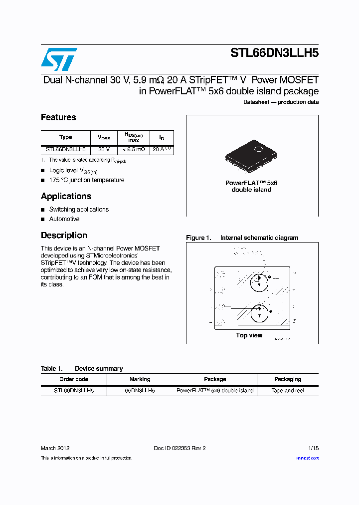 STL66DN3LLH5_9004567.PDF Datasheet