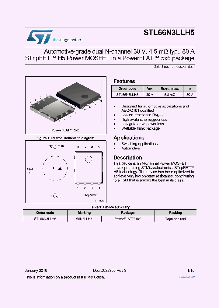 STL66N3LLH5_9004568.PDF Datasheet