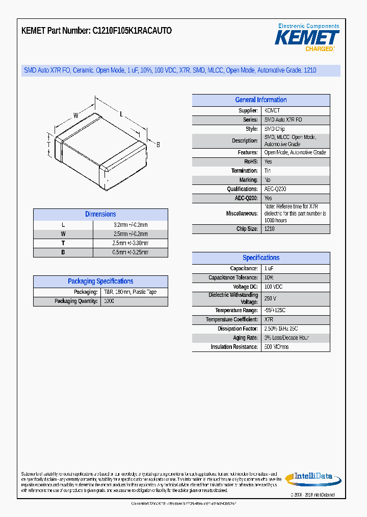 C1210F105K1RACAUTO_9004940.PDF Datasheet