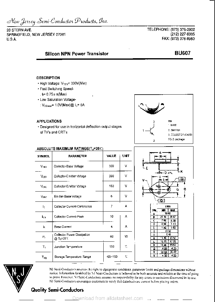 BU607_9005332.PDF Datasheet