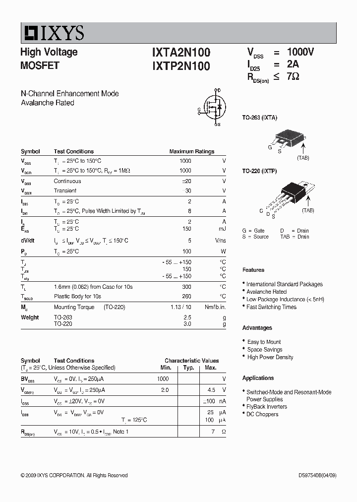 IXTA2N100_9005760.PDF Datasheet