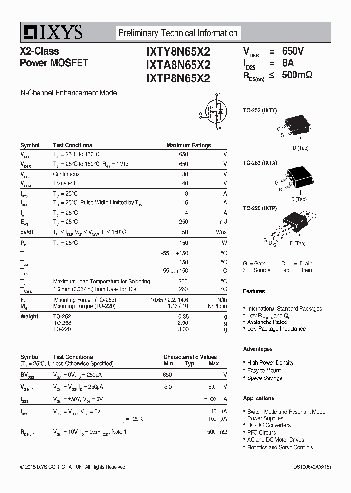 IXTA8N65X2_9005806.PDF Datasheet