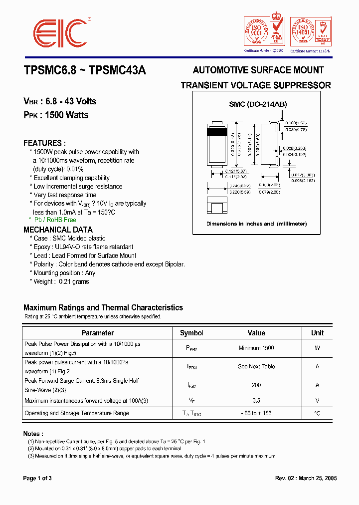 TPSMC43A_9006314.PDF Datasheet