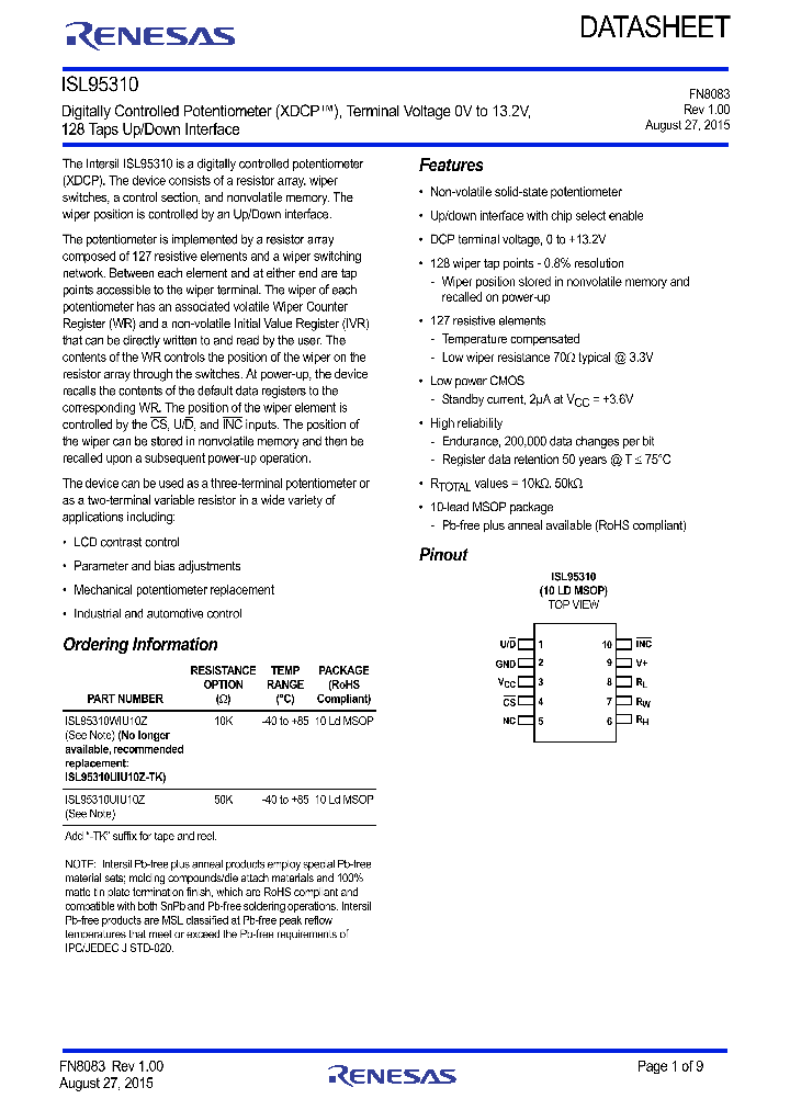 ISL95310UIU10Z_9006490.PDF Datasheet