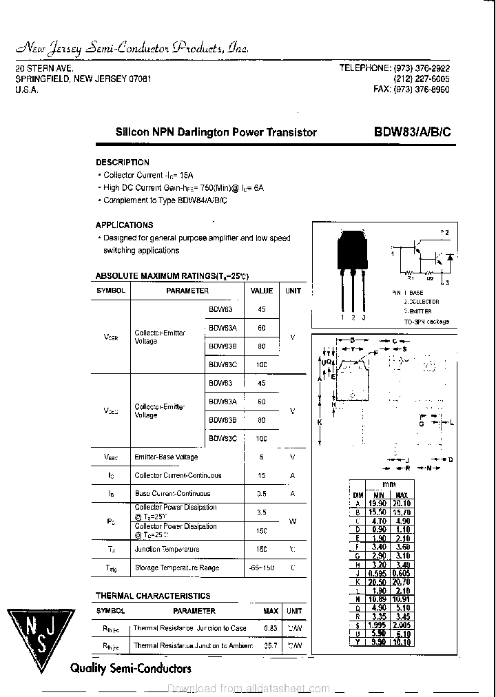 BDW83_9009390.PDF Datasheet