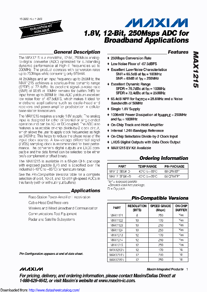 MAX1215EGK-D_9009482.PDF Datasheet