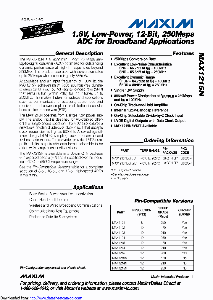 MAX1215NEGK-D_9009483.PDF Datasheet