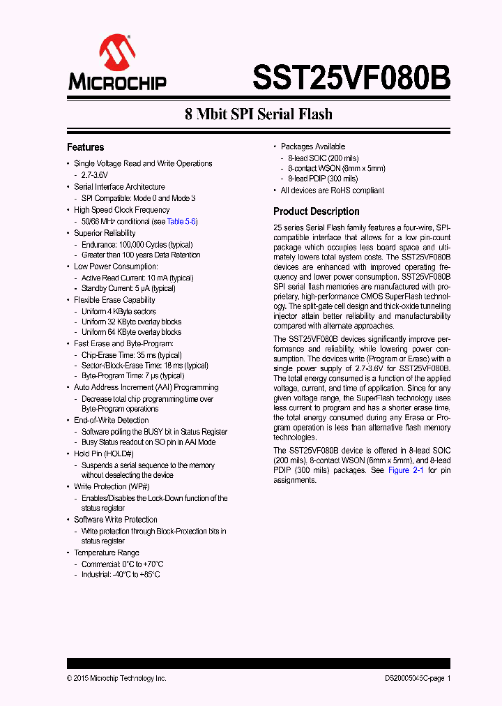 SST25VF080B-50-4C-PAE-T_9010504.PDF Datasheet