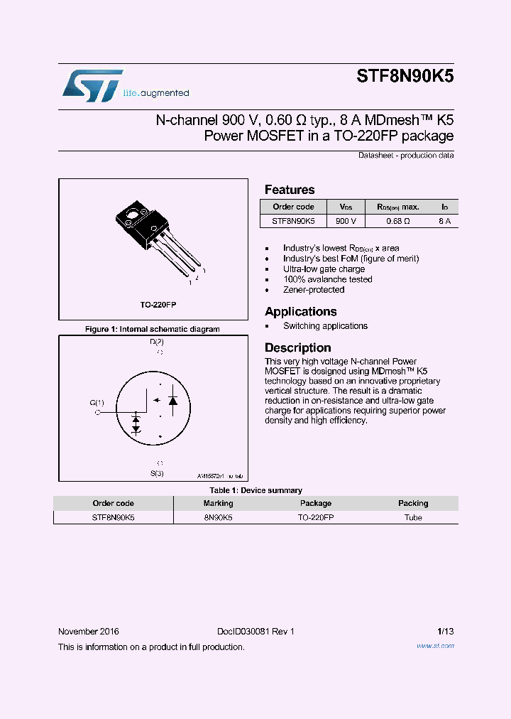 STF8N90K5_9012422.PDF Datasheet