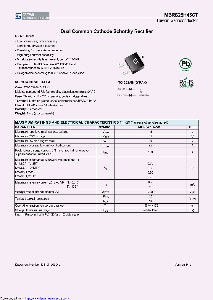 MBRS25H45CT_9012873.PDF Datasheet