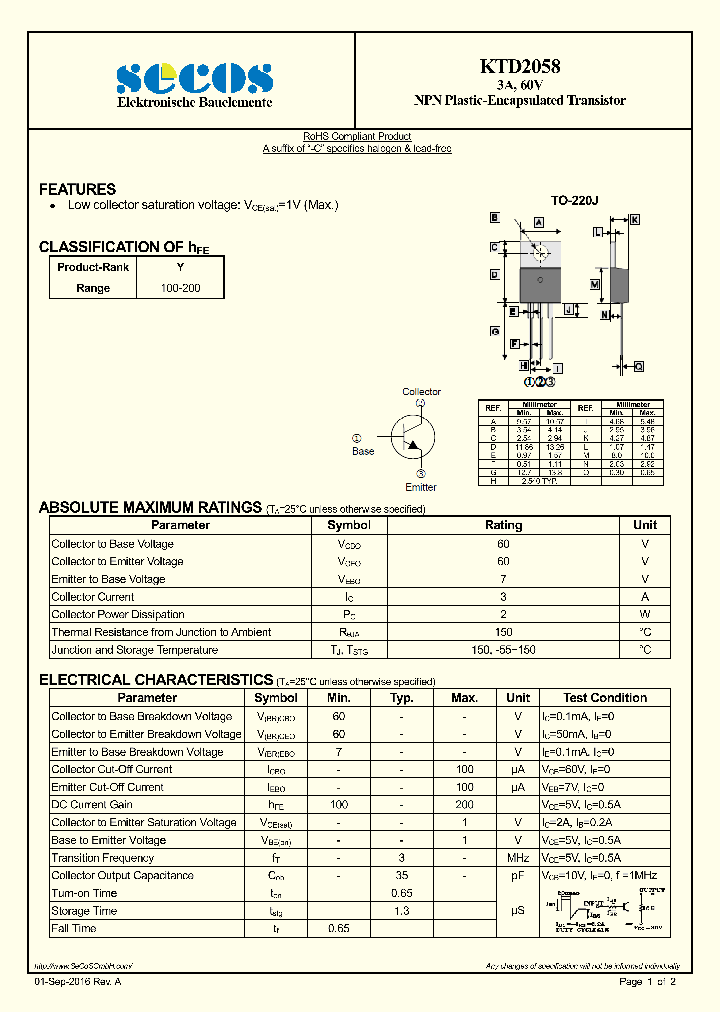KTD2058_9013308.PDF Datasheet