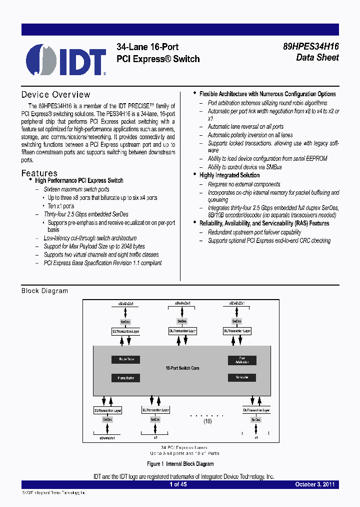 89HPES34H16_9013445.PDF Datasheet