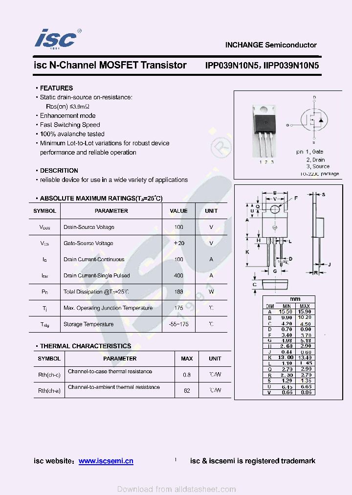 IPP039N10N5_9015567.PDF Datasheet