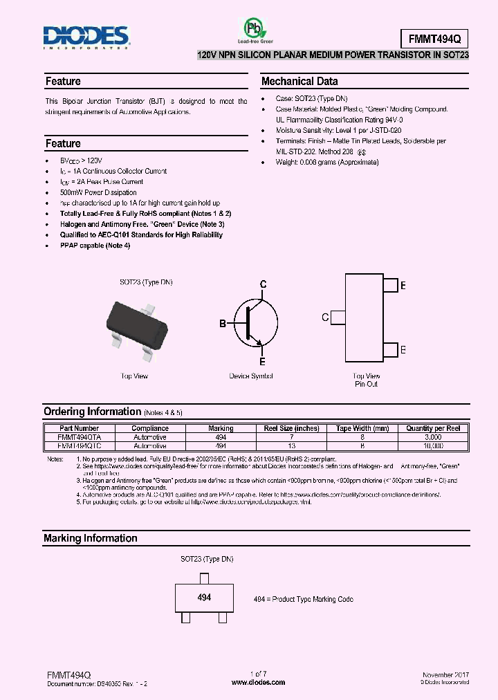 FMMT494Q-17_9015940.PDF Datasheet