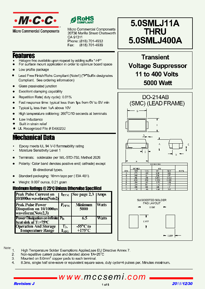 50SMLJ43A_9016964.PDF Datasheet