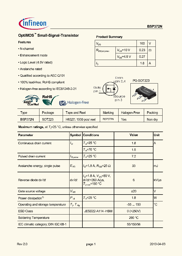 BSP372N_9017079.PDF Datasheet
