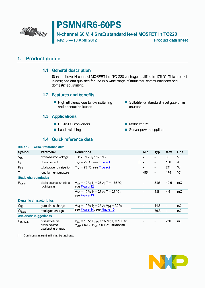 PSMN4R6-60PS-15_9017057.PDF Datasheet