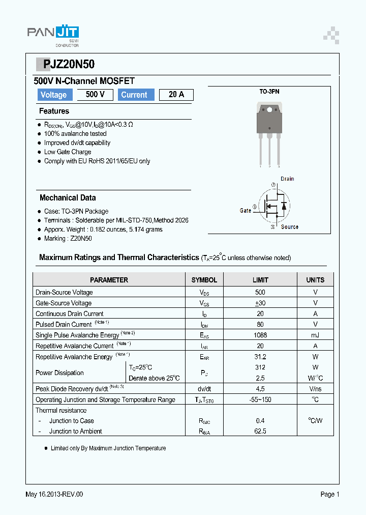 PJZ20N50_9017466.PDF Datasheet