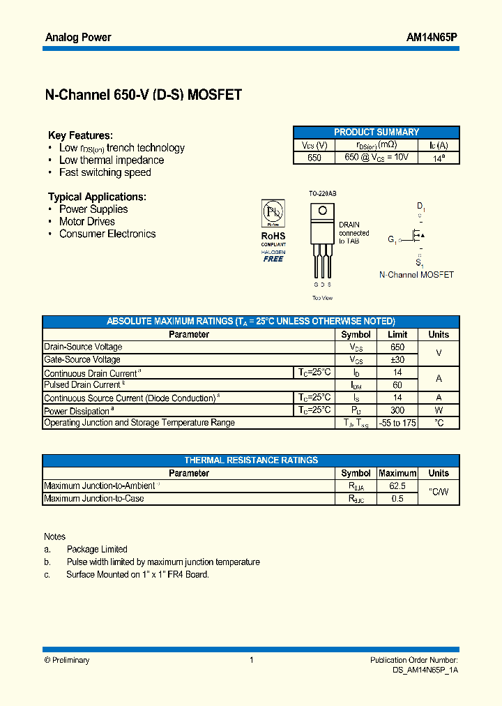 AM14N65P_9020106.PDF Datasheet