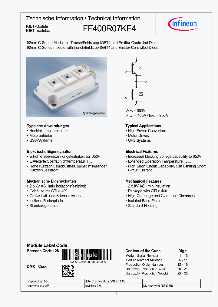 FF400R07KE4_9020239.PDF Datasheet