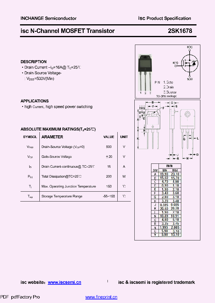 2SK1678_9021452.PDF Datasheet