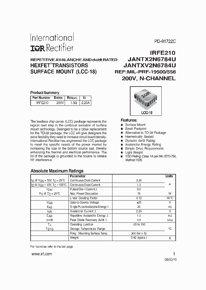 IRFE210_9021645.PDF Datasheet