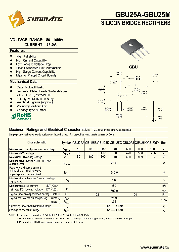 GBU25M_9023634.PDF Datasheet