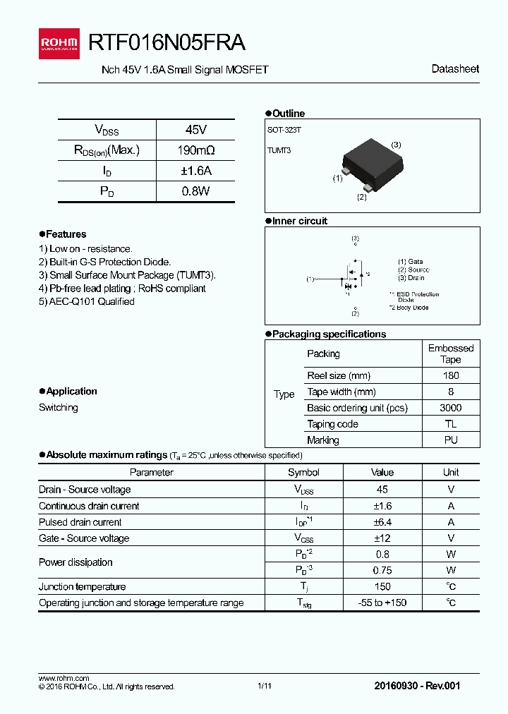 RTF016N05FRA_9025533.PDF Datasheet