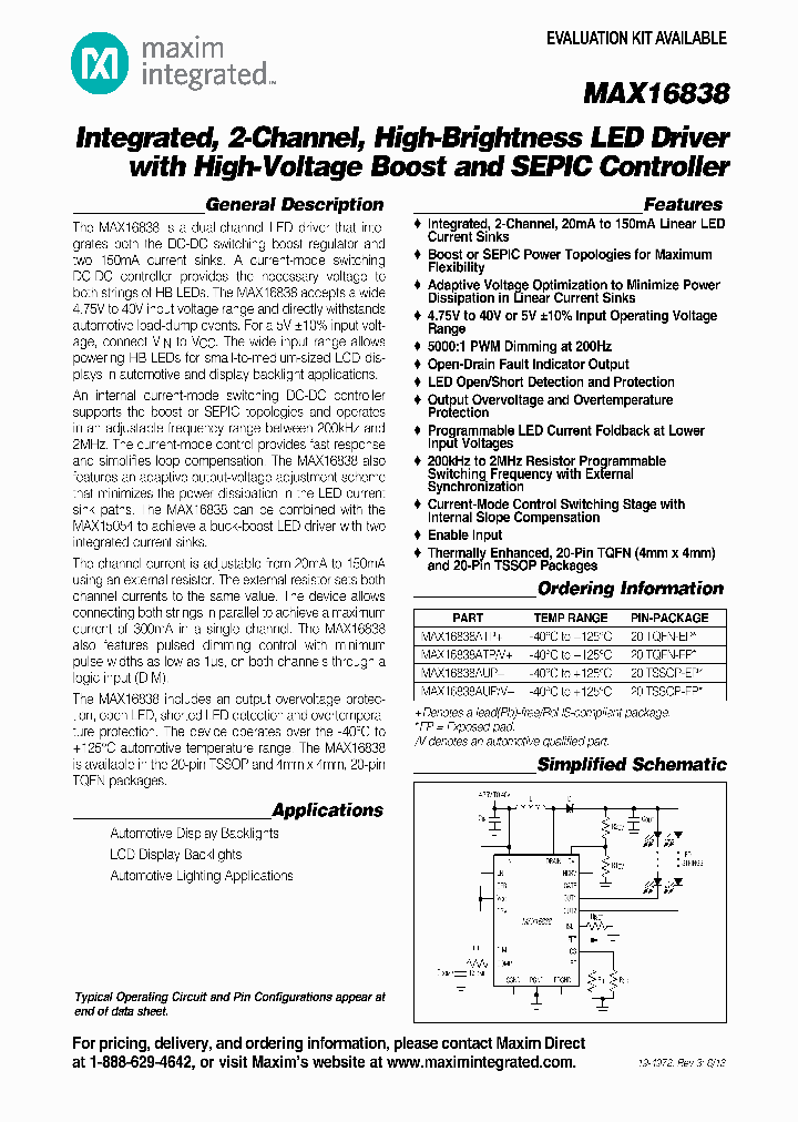 MAX16838AUPV_9025570.PDF Datasheet