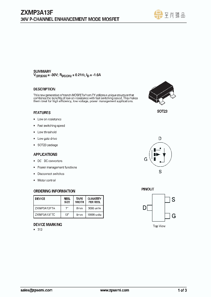 ZXMP3A13F_9027797.PDF Datasheet