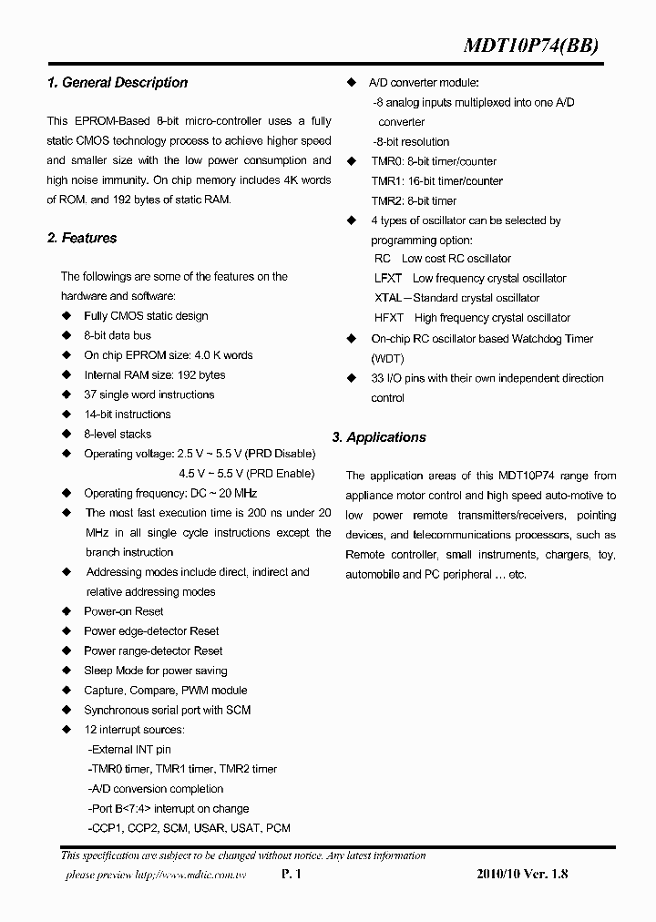 MDT10P74L11_9030419.PDF Datasheet