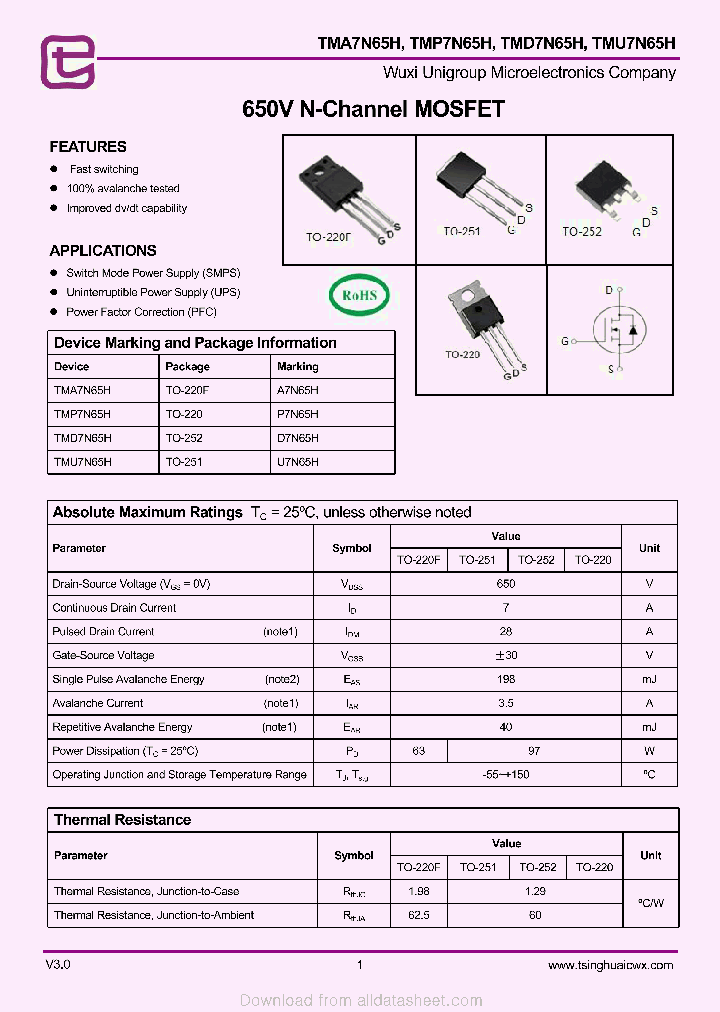 TMU7N65H_9032697.PDF Datasheet
