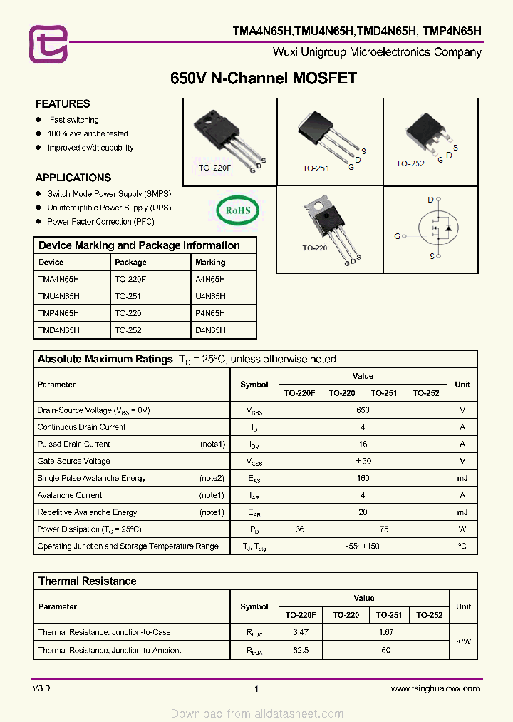 TMU4N65H_9032695.PDF Datasheet