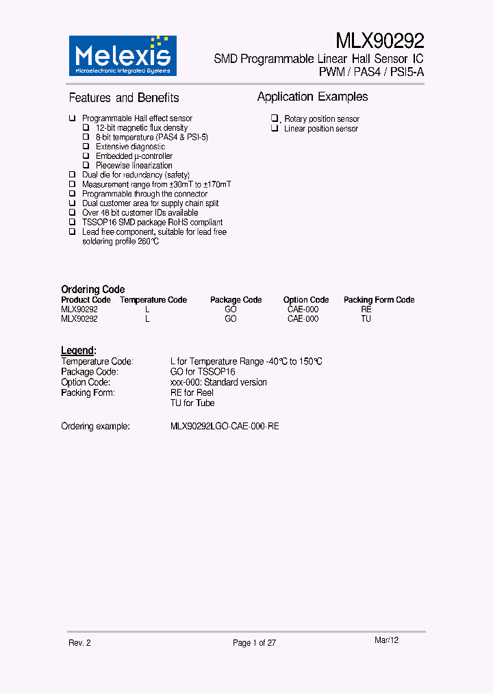 MLX90292_9033134.PDF Datasheet